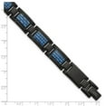 thumbnail image 2 of Stainless Steel Fold-over Polished Black Ip Plated With Blue Carbon Fiber Bracelet 8.25 Inch 12mm Wide Link Bracelet for, 2 of 2