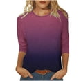 thumbnail image 4 of aidice T Shirts for Women Casual Round Neck 3/4 Raglan Sleeve Tops Comfy Fitting Gradient Color Shirts, 4 of 7
