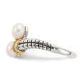 thumbnail image 3 of Sterling Silver w/14k Freshwater Cultured Pearl & Diamond By-Pass Ring - Size 7, 3 of 3