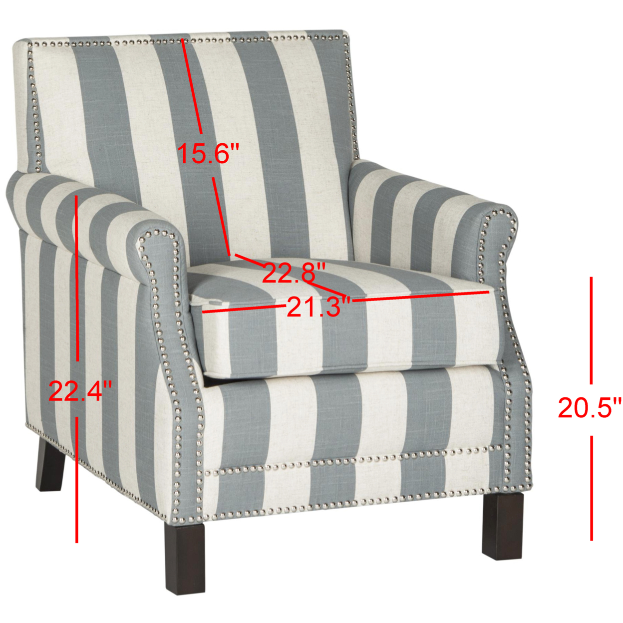 SAFAVIEH Easton Rustic Glam Upholstered Club Chair w/ Nailheads, Grey/White - image 4 of 5