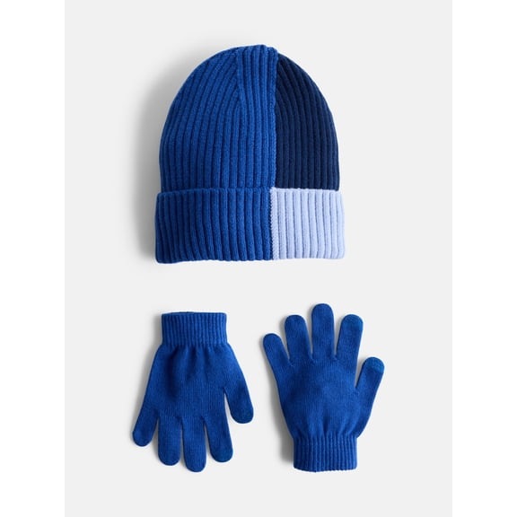Wonder Nation Kids' Colorblocked Beanie Hat and Gloves Set, 3- Piece