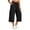 Black, variant on Eagokdc Lightweight Capri Pants for Women Loose Cotton Casual Sports Summer Wide Leg Capris With Pocket Size S-5XL