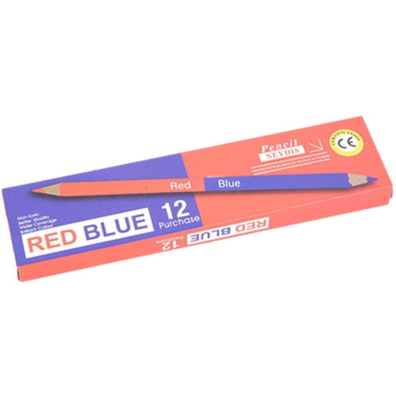 12pcs Red Blue 2-heads Pencils for Drawing Writing Woodworking Unerasable