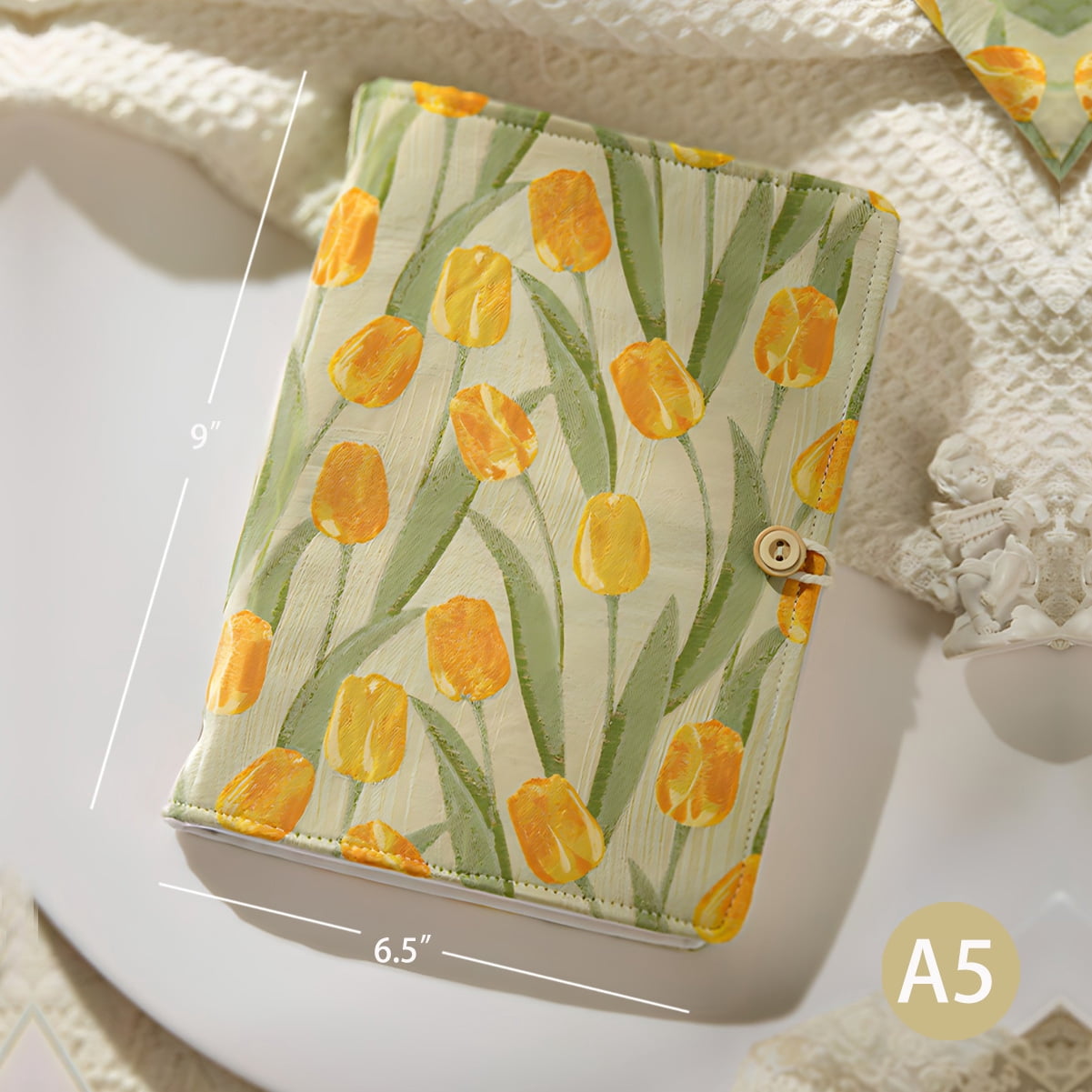 ipoul A5 Binder 6 Ring, Refillable Notebook, A5, 6"x8" , Blank Paper, Sketchbook, Travel Journal for Women, Binder Planner, Tulip Flowers