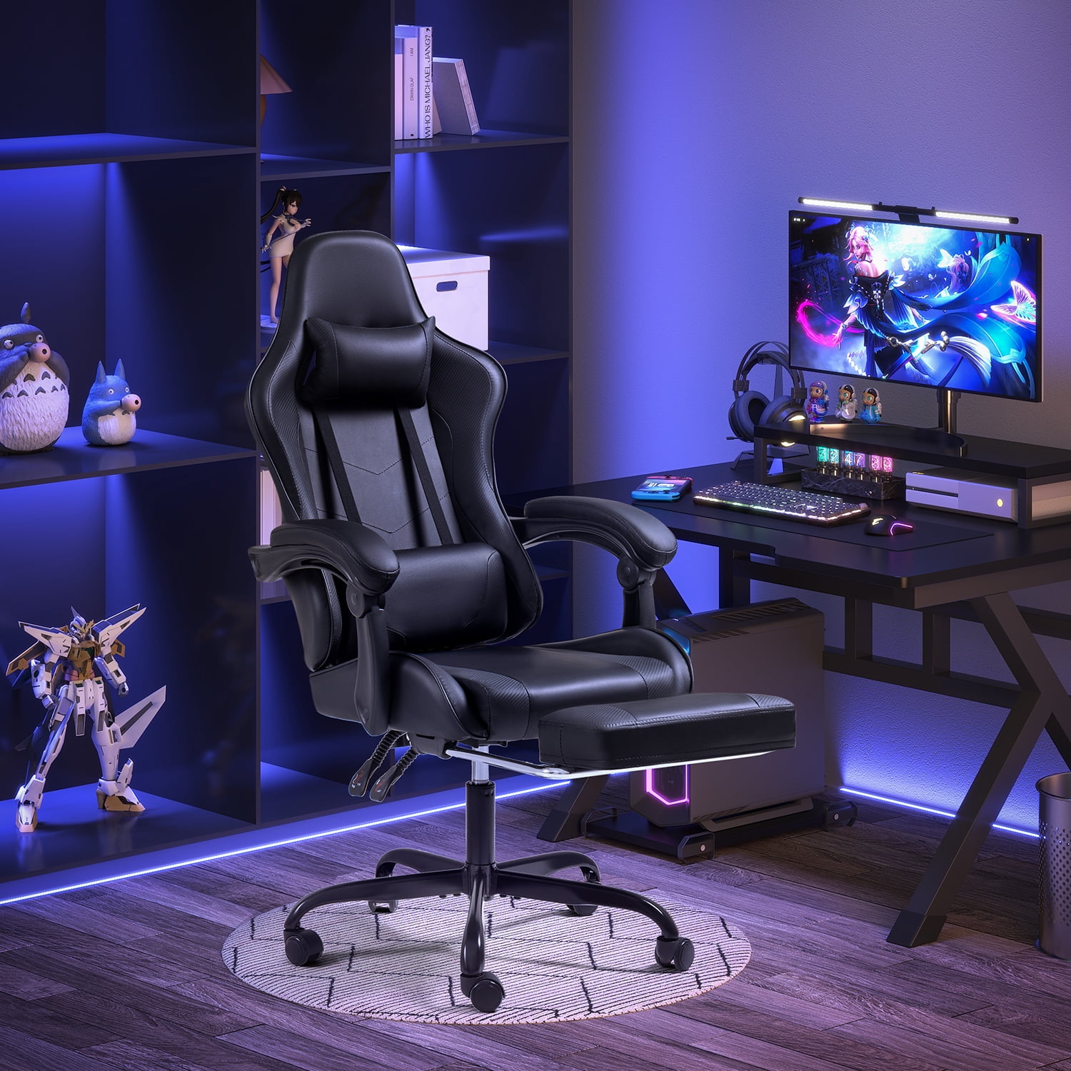 Lacoo PU Leather Gaming Computer Chair with Footrest and Lumbar Support -  The SUP Desk