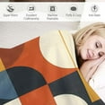 thumbnail image 3 of ONETECH Mid Century Modern Throw Blanket | Fuzzy, Soft, Warm, Cozy, Reversible Blanke Retro Orange Blue Abstract Geometry Blanket for Bed Couch Sofa Chair Travel, 3 of 6