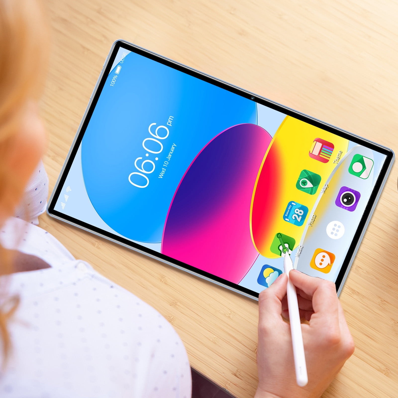 COM1950s 10.1 Inch Android Tablet with Cellular Calling, Dual SIM 5G WiFi Tablet Computer, 4GB RAM 32GB ROM Expandable Storage, Metal Body Tablet with Stylus Pen for Learning Gaming Office