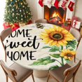 thumbnail image 5 of Round Tablecloth Vintage Floral Sunflower Bee Elastic Edge Fitted Home Sweet Home Plastic Table Cover,Waterproof Oil Proof for Dinner,Outdoor, Picnic, 45"- 54" DIA Tables Beige, 5 of 9