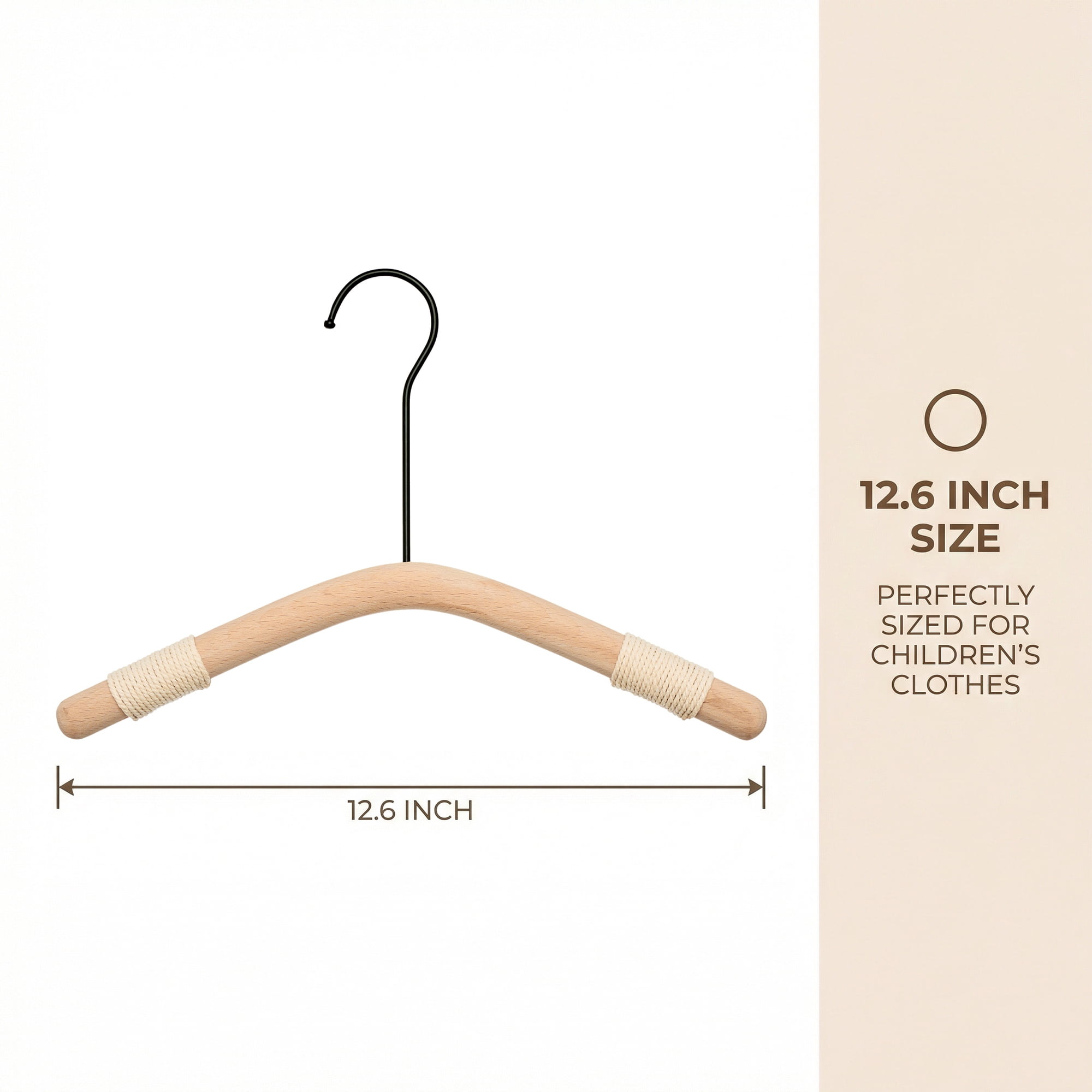 Unique Bargains 2Pcs Wood Nonslip Space Saving Hangers Black Round Hook