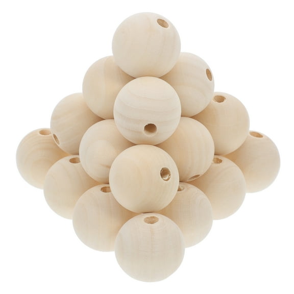 WHAMVOX 20pcs Wood Beads 30mm Unfinished Round Wooden Loose Beads Wood Spacer Beads for Craft Making Decorations DIY Crafts