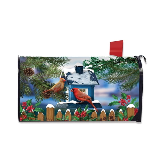 Briarwood Lane Mailbox Cover  - Standard Size - Snow Day Cardinals Winter For Winter Mailbox Cover
