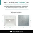 thumbnail image 2 of Porcelain Ceramic Bathroom Sink - Wall Mount Sink with Faucet Hole and Overflow - 12" x 11" Small and Sleek Sink for Bathroom (White), 2 of 9