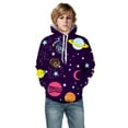 thumbnail image 2 of Boys Hoodies Little Kids Hooded Unisex Sweatshirt 3D Galaxy Dinosaur Printed Pullover with Pocket Sweatshirts Purple 3 Years-4 Years, 2 of 4