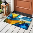thumbnail image 5 of 2x3 Washable Entryway Rug, Abstract Art Non-Slip Area Rug for Front Door Kitchen Bathroom, Blue Yellow Gradient Wavy Lines Geometric Modern Indoor Floor Mat for Home Decor, 5 of 9