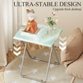 thumbnail image 2 of TV Trays Table Set of 2 Portable Folding TV Tray Table TV Dinner Tray with Sturdy MDF, Small Folding Tables with Phone & Tablet Slot, No Assembly Required, 15 x 18.9 x 25.6 in (Sea Blue Marble, 2Pcs), 2 of 8