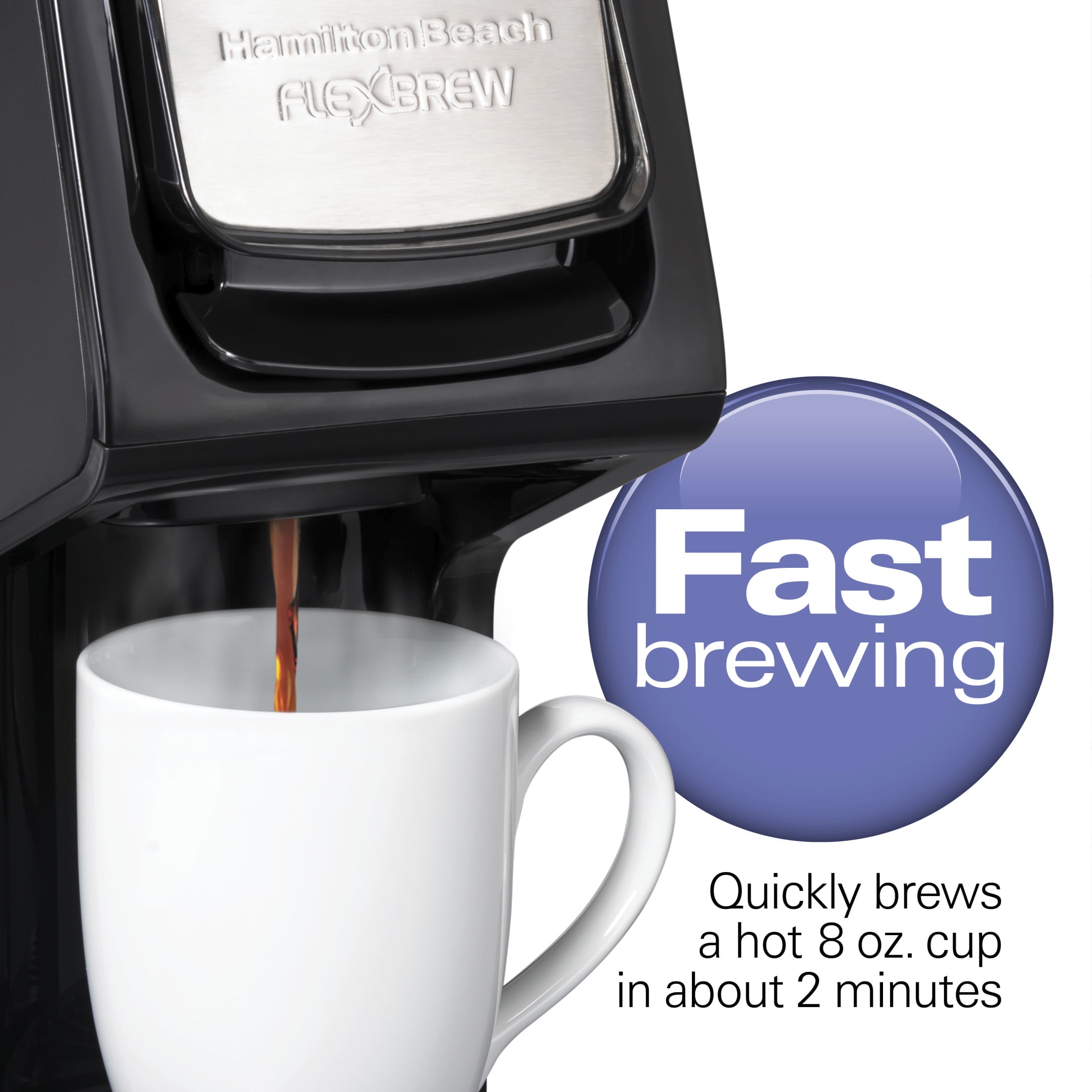 Hamilton Beach FlexBrew Sinlge Serve Coffee Maker, K Cup Pod Compatible & Grounds, 14 oz. Reservoir, Black & Stainless