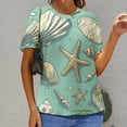 thumbnail image 6 of Beach Seashell Starfish Women's Short Sleeve Tops Casual Blouses T Shirt, 6 of 6