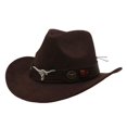 thumbnail image 1 of Sombrero de vaquera decorativo, sombrero de vaquero moderno para fiestas temáticas de viajes callejeros, accesorios de disfraz Café, 1 of 9