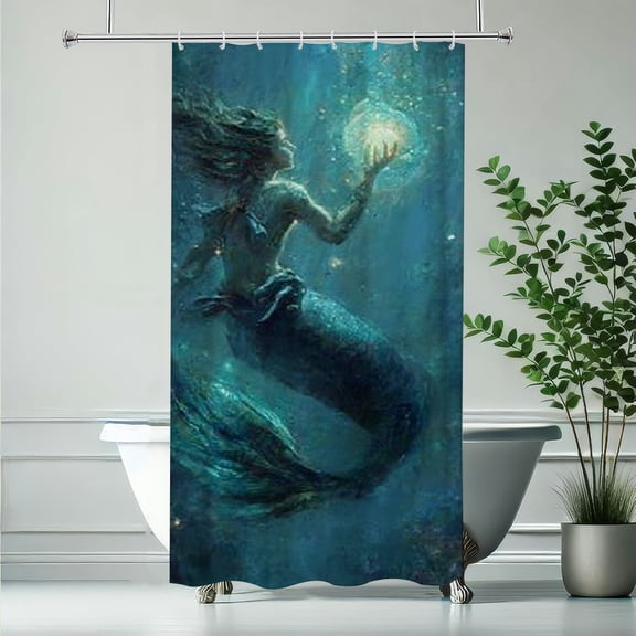 RKSupls Vibrant Mermaid Shower Curtain, Valentine's Day Waterproof Shower Curtain with Hooks for Home Bathtub Bathroom Decor Washable Curtains,90x180cm