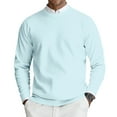 thumbnail image 2 of Domuza Mens Crew Neck Sweaters Long Sleeve Ribbed Textured Knitt Sweaters Fall Winter Warm Stylish Classic Fit Plain Pullover Top Light Blue 2XL, 2 of 6