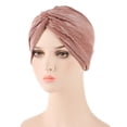 thumbnail image 2 of Bohemian Braid Ethnic Silver Turban Cap Cover Headwear Hair Hat Wrap Headdress Bandana Headband, Rose Gold, 2 of 2