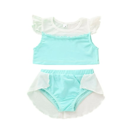 

Summer Kids Baby Girls Tulle 2PCS Swimwear Holiday Swimsuit Bikini Outfits