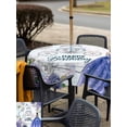 thumbnail image 4 of Outdoor Tablecloth with Umbrella Hole and Zipper, Happy Birthday Square Table Cloth 54x54 Inch Waterproof Tablecloth, Purple Dress Crown Carriage Flowers Butterfly Picnic Table Cover for Patio, 4 of 7