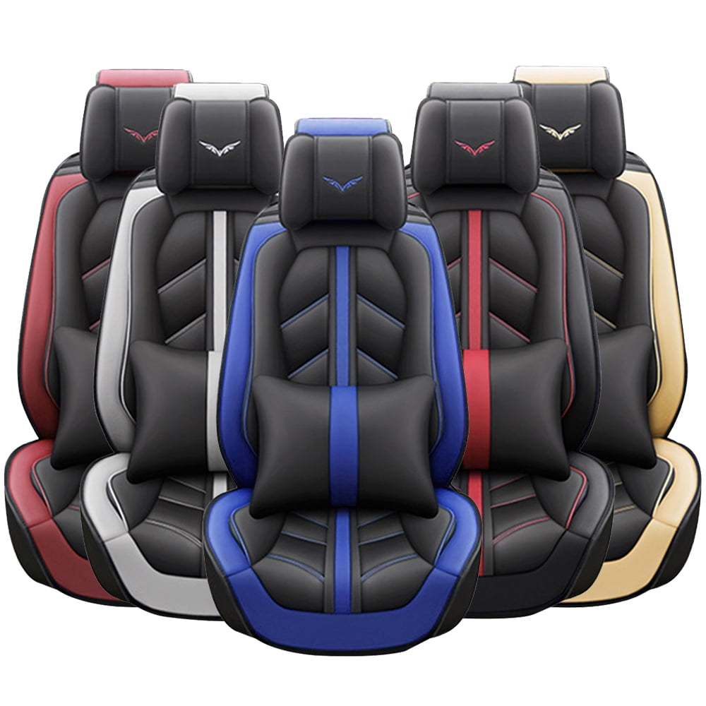 OTOEZ Car Seat Covers Full Set Leather Front Back 5 Seats Protector