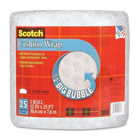 - Scotch Cushion Wrap, 12 Inches x 25 Feet, 1/2-Inch Bubble (BB7912-25)