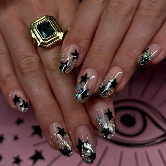 2026 Long Nail Art Finished Product with Sparkling Rhinestones for Women