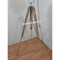 thumbnail image 5 of Vintage Retro Focus Chrome & Wood Searchlight Lamps Spotlights Wood Tripod Lobby Light Decor, 5 of 5