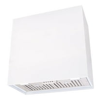 Akicon Stainless Steel Range Hood, Modern Box Ducted Kitchen Hood with Powerful Vent Motor, Wall Mount, 30"W*30"H*14"D, Signal White