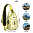 thumbnail image 4 of Bright Yellow Lemon Print Sling Backpack, Cute Summer Fruit Design Crossbody Daypack with Retro Vintage Floral Patterns, Lightweight and Adjustable Strap, 4 of 5
