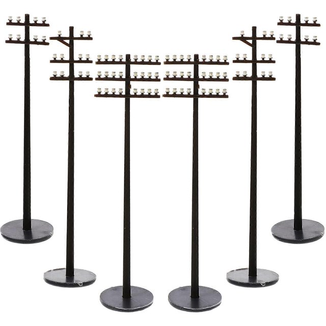 6pcs Miniature Telegraph Poles for Model Railway, DIY Mini Landscape, Realistic Design for Model Terrain and Train Enthusiasts