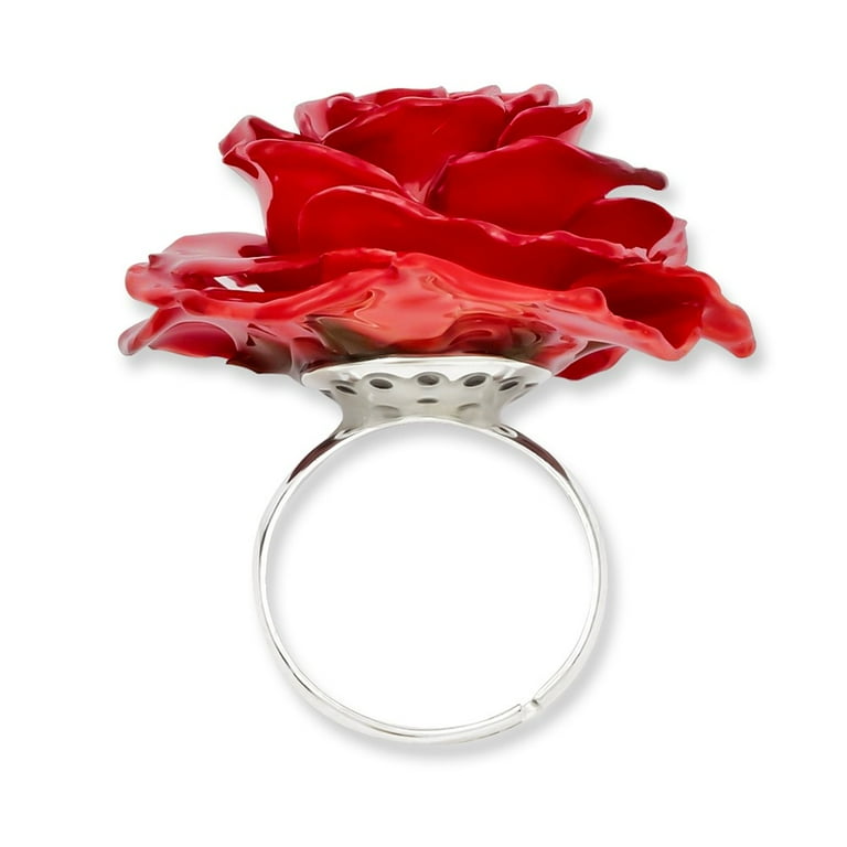 Lacquer Dipped Red Real Rose Adjustable Ring in Gift Box Lacquer Dipped Red Real Rose Adjustable Ring in Gift Box