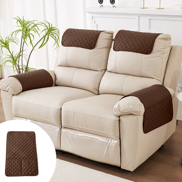 Cojín para reposabrazos de sofá con bolsillos de almacenamiento – Almohadilla para reposacabezas de sillón reclinable, funda de poliéster impermeable, resistente a la suciedad y a los arañazos