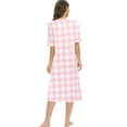thumbnail image 3 of Buffalo Plaid Robe for Women - Medium Length Luxury Holiday Kimono Women's Nightgown Bathrobe with Pockets 3/4 Sleeve Pajamas Dress,Pink S-2XL, 3 of 7