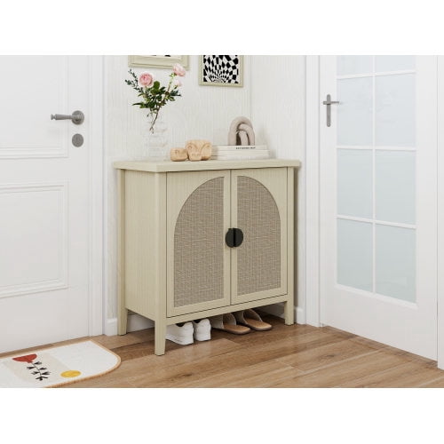 BSHTI Rattan 2 Door Cabinet, Suitable for Bedroom, Living Room, Study