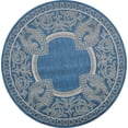 thumbnail image 2 of Safavieh Courtyard Cooper Botanical Indoor/Outdoor Area Rug, Blue/Natural, 5'3" x 5'3" Round, 2 of 9