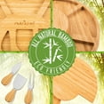 thumbnail image 7 of NutriChef Bamboo Natural Cheese Board Set with Bonus Condiment Cup-Extra Large Size 100% Home Organic Wooden Plate and Charcuterie Tray with 4 pcs Cutting Knife Slicer, 13" Round, 7 of 7