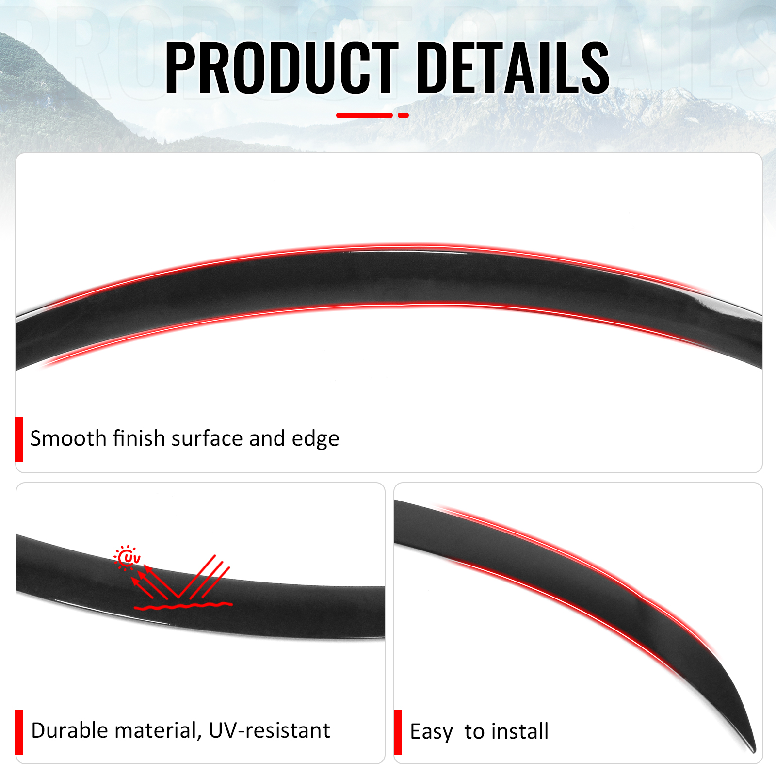 Ikon Motorsports Trunk Spoiler Compatible with 2026 Tesla Model Y Juniper, P Style Gloss Black ABS Plastic Add-on Rear Trunk Lid Spoiler Wing Lip