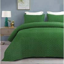 Exclusivo Mezcla 3-Piece Queen Size Quilt Set, Basket Quilted Bedspread/Coverlet/Bed Cover(90"x 96", Grass Green)