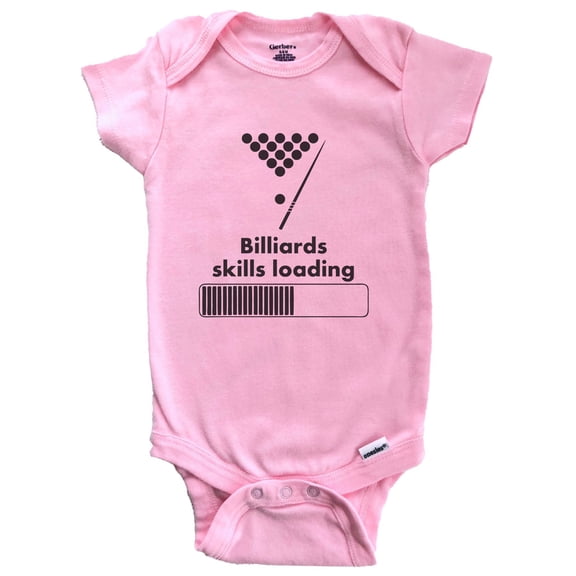 Billiards Skills Loading Funny Pool Baby Bodysuit (Pink), 0-3 Months