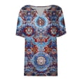 thumbnail image 5 of GEWSEY Womens Summer Tops Dressy Casual Button Notch V Neck T Shirts Short Sleeve Cotton Tee Blouse Tunic Petite Tshirt 2026 (Blue, XL), 5 of 5