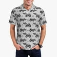thumbnail image 1 of Lsque Gray Tractor Pattern Golf Shirts for Men Dry Fit Print Moisture Wicking Performance Short Sleeve Polo Shirt-Large, 1 of 6