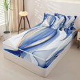 thumbnail image 2 of Homewish Vertical Wavy Ribbon Zipper Queen Comforter Set with Fitted Sheet and 2 Pillowcases,Contemporary Aesthetic Zipper Bedding Set,Blue Gold,Light Gray Reversible,4pcs, 2 of 8