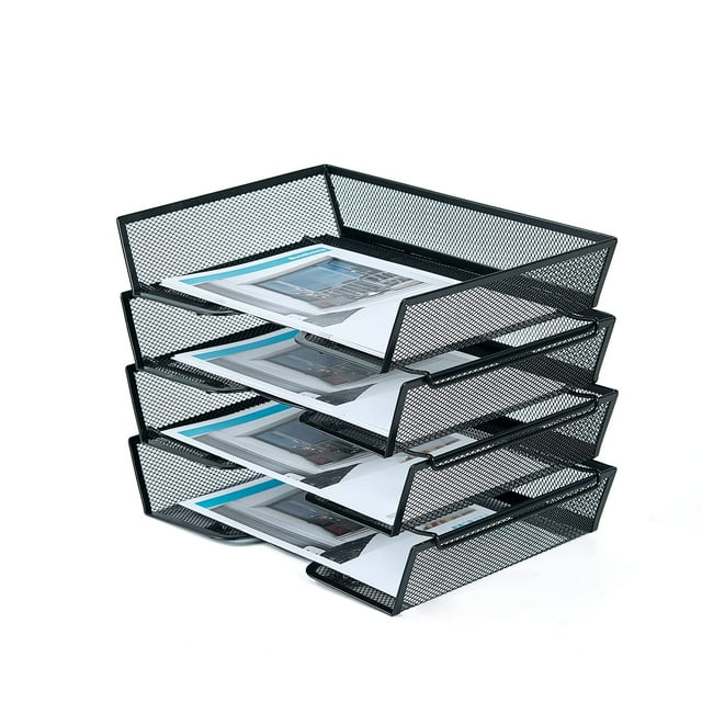 Organizador de escritorio SETTFRFE con bandeja para cartas de 4 niveles, de malla, apilable