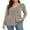 Khaki, variant on Casual Tunic Tops for women, CRAYNER Casual Loose Fit V-Neck T Shirt with Pocket Long Sleeve Fall Winter Blouses, L