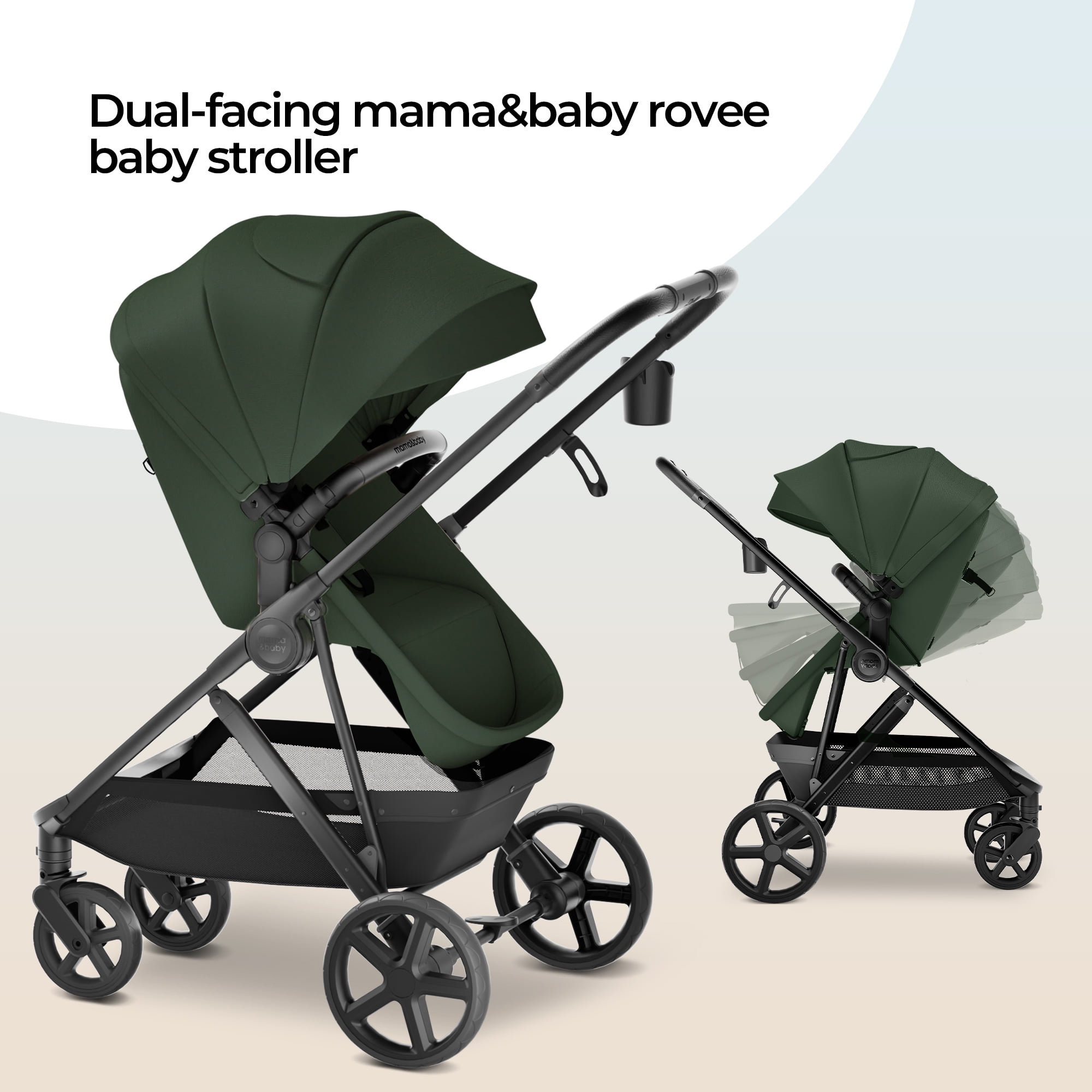 MAMA & BABY Rovee 2-in-1 Baby Bassinet Stroller with Reversible Seat and Large Canopy, Grey, 22.3LB, Unisex