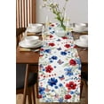 thumbnail image 4 of Blue Red Spring Floral Table Runner Cotton Linen 60 Inch Holiday Dresser Scarves, Pastoral Flowers Butterflies Watercolor Tablerunner for Kitchen Coffee Dining Bedroom Dinner Scarf Décor 13''x60'', 4 of 9